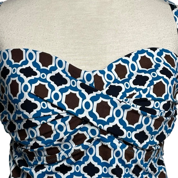 Lands End Tankini Swim Top Geometric Design Detachable Straps Underwire Bra 12 - Picture 7 of 14